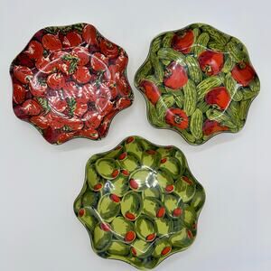 Vintage Appetizer Serving Dishes Set of Three Plates Antipasto Olives Radishes